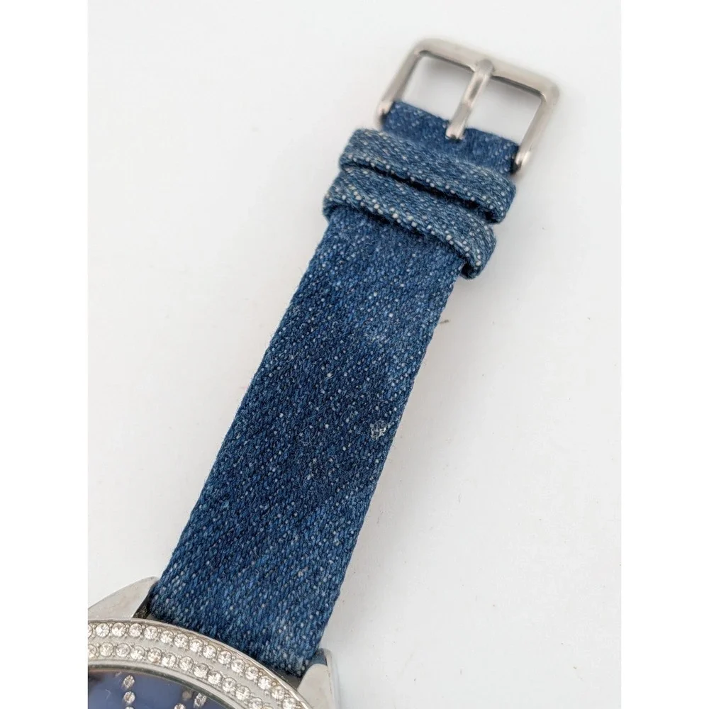 Adrienne Women's‎ Watch 40mm Case Crystal Bezel Denim Band- New Battery